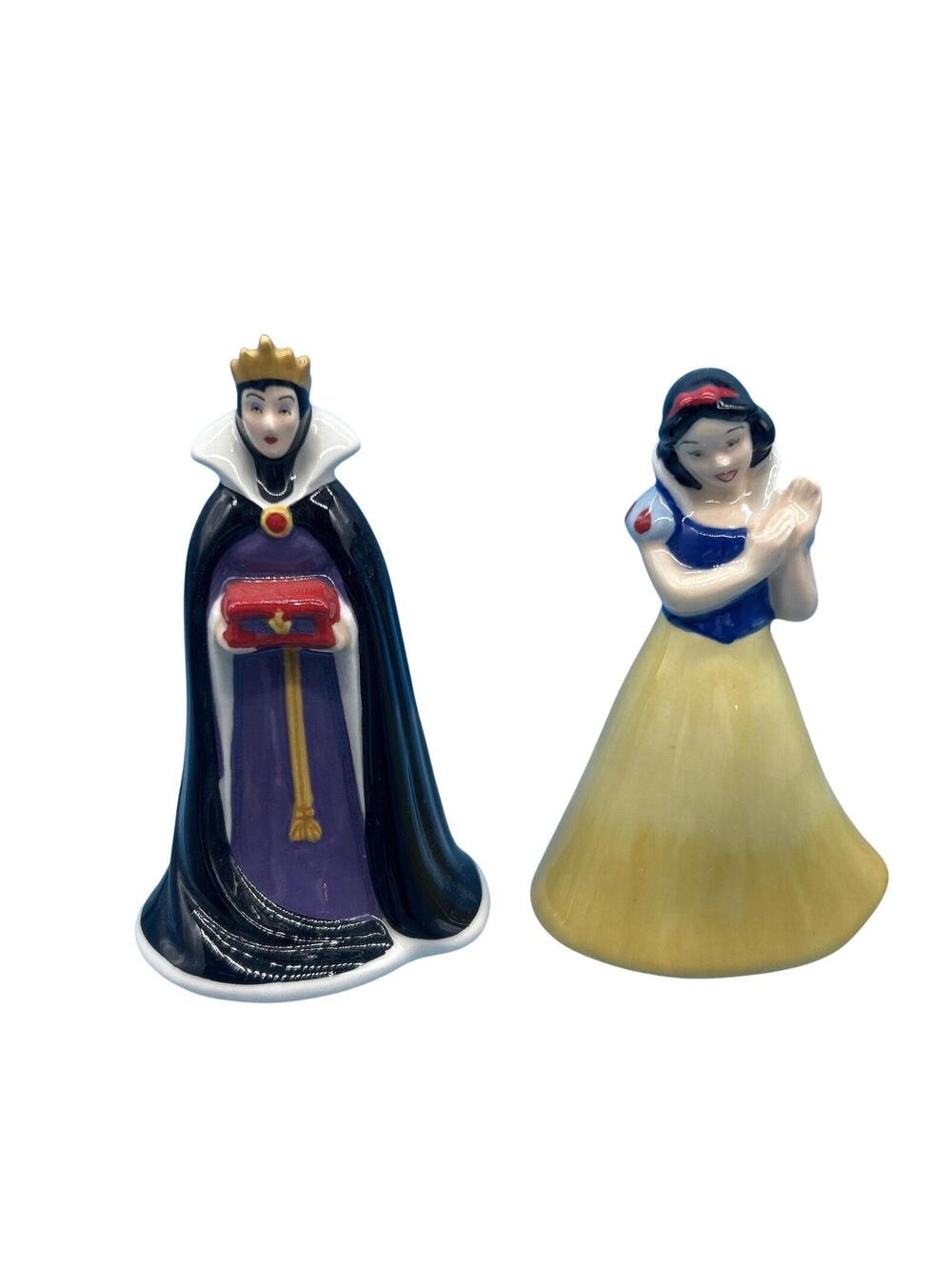 Disney Snow White Evil Queen Salt Pepper Shakers Figurines 3 Inch Set Ceramic